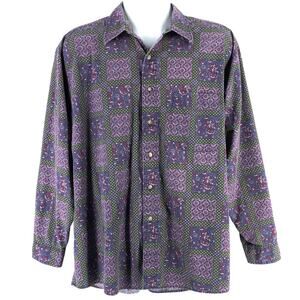 90s print button up shirt 1990s vintage